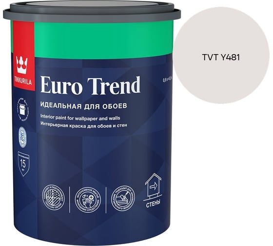 Краска для обоев и стен Tikkurila EURO TREND A мат 0,9л 700009616_TVT Y481