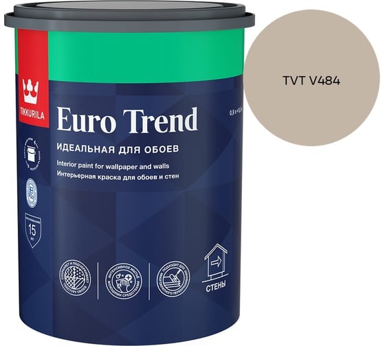 Краска для обоев и стен Tikkurila EURO TREND A мат 0,9л 700009616_TVT V484