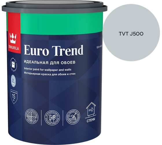 Краска для обоев и стен Tikkurila EURO TREND A мат 0,9л 700009616_TVT J500