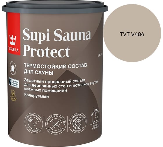 Состав для сауны Tikkurila SUPI SAUNA PROTECT EP п/мат 0,9л 700014050_TVT V484