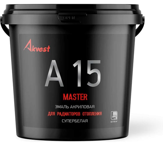 Эмаль акриловая для радиаторов отопления Akvest Аквест-15 мастер 13 кг 00048-3