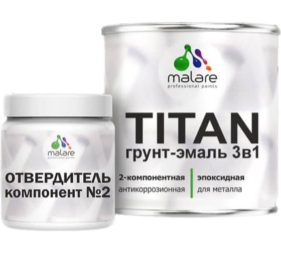 Эпоксидная грунт-эмаль MALARE 2К TITAN по металлу, двухкомпонентная для агрессивных сред и экстремальных условий, износостойкая, RAL 3015, светло-розовый, глянцевая, (10 ЭГЭМЕТ3015Г1000
