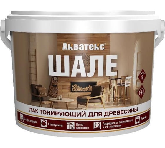 Пропитка для дерева АКВАТЕКС РОГНЕДА ШАЛЕ ВАНИЛЬ 9 КГ (1/2) 272509 1