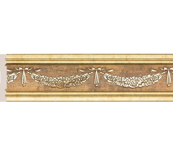 Молдинг Cosca Decor 80-2 Гирлянда цветов интерьерный багет, античное золото СПБ029403 1