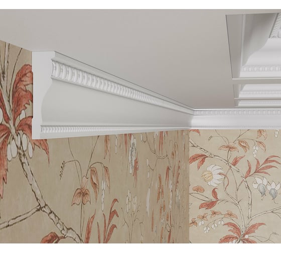 Потолочный плинтус Cosca Decor интерьерный багет, 90 мм, белый матовый СПБ048190