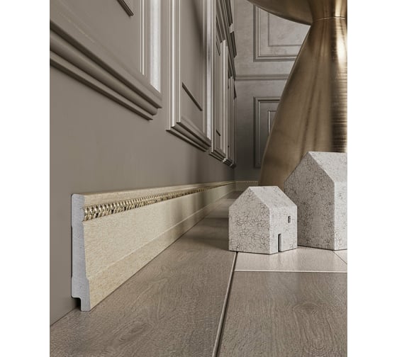 Плинтус Cosca Decor интерьерный багет, 90 мм, кварц СПБ057580