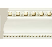 Потолочный плинтус Cosca Decor интерьерный багет, 90 мм, белый с золотом СПБ023829