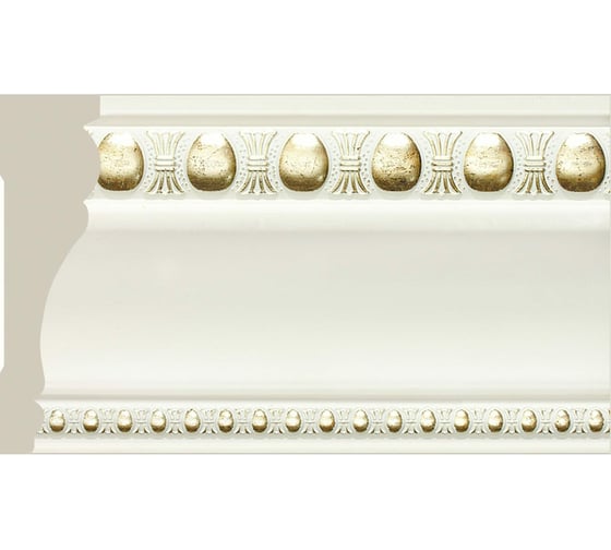 Потолочный плинтус Cosca Decor интерьерный багет, 90 мм, белый с золотом СПБ023829 1