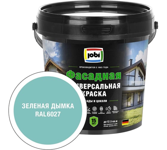 Универсальная фасадная краска JOBI RAL 6027 JobiFasFarbe -20С 0,9л база А 37554