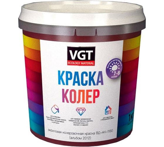 Краска колеровочная для водно-дисперсионных красок VGT ВД-АК-1180, 36 кг, бирюзовая 272254