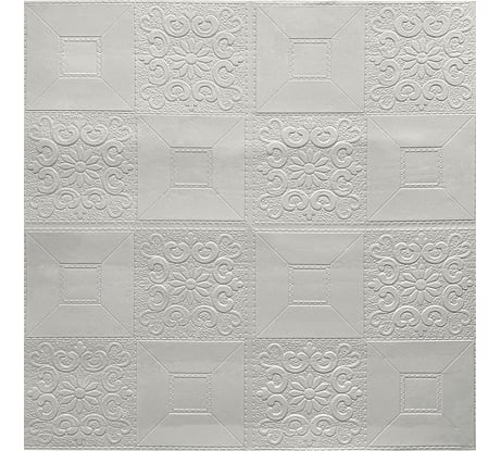 Самоклеящаяся панель GRACE из вспененного ПЭТ, 700x700 мм, Белая плитка с узором УТ000073548