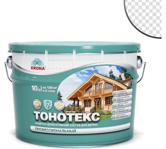 Защитно-декоративный состав для дерева KRONA Тонотекс (бесцветный; 10 л) 66330604