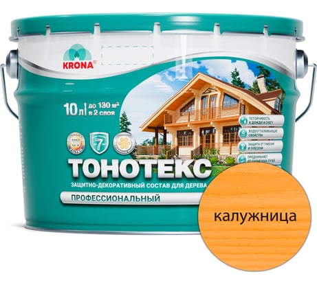 Защитно-декоративный состав для дерева KRONA Тонотекс (калужница; 10 л) 66302601