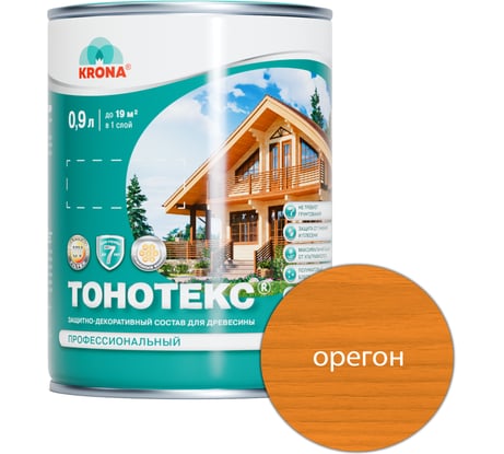 Защитно-декоративный состав для дерева KRONA Тонотекс (орегон; 0,9 л) 66332707