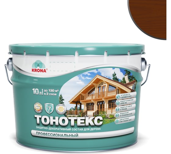 Защитно-декоративный состав для дерева KRONA Тонотекс (палисандр-шоколад; 10 л) 66334602