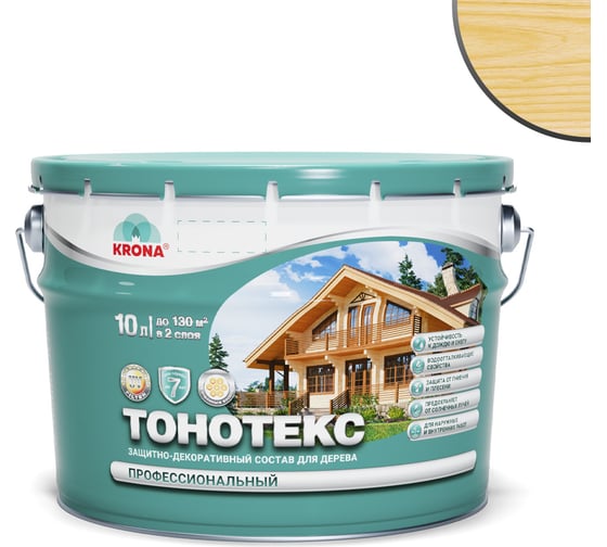Защитно-декоративный состав для дерева KRONA Тонотекс (сосна; 10 л) 66303608
