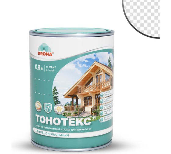 Защитно-декоративный состав для дерева KRONA Тонотекс (бесцветный; 0,9 л) 66330703