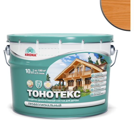 Защитно-декоративный состав для дерева KRONA Тонотекс (орегон; 10 л) 66332608 1