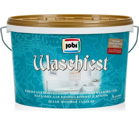 Краска JOBI для кухонь и ванных комнат WASCHFEST 5л 10524