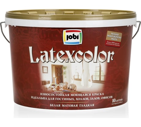 Краска JOBI интерьерная моющаяся LATEXCOLOR 10л 11833