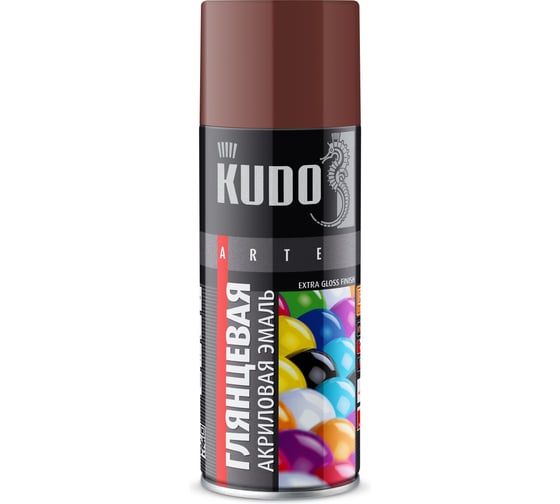 Эмаль универсальная акриловая KUDO высокоглянцевая, RAL 3009 Красная окись, 520 мл KU-A3009
