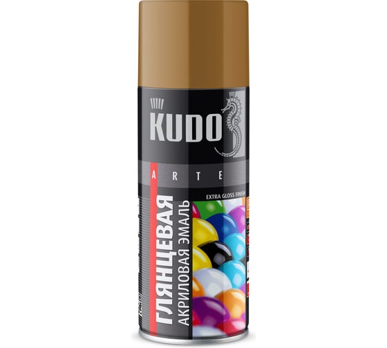Эмаль универсальная акриловая KUDO высокоглянцевая, RAL 8001 Охра коричневая, 520 мл KU-A8001
