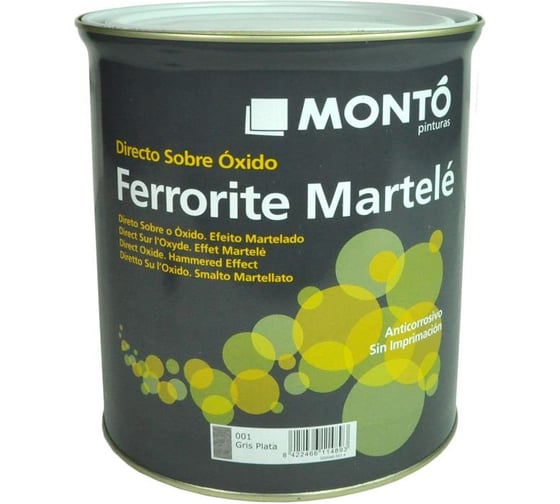Алкидная молотковая эмаль MONTO FERRORITE ESMALTE MARTELE NEGRO 021 черная, 4л 502046.21.4