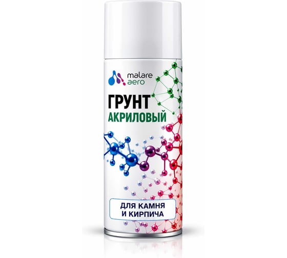 Грунт для камня и кирпича MALARE акриловый адгезионный, быстросохнущий, белый, 520 мл. АГКАМБЕЛ0052