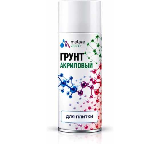 Грунт для плитки и кафеля MALARE акриловый адгезионный укрепляющий, быстросохнущий, белый, 520 мл. АГПЛИТБЕЛ0052