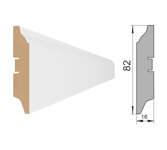 Напольный плинтус STELLA 82 МДФ, 2000x82x16 мм, белый, в упаковке 16 шт. ЦБ-00004405
