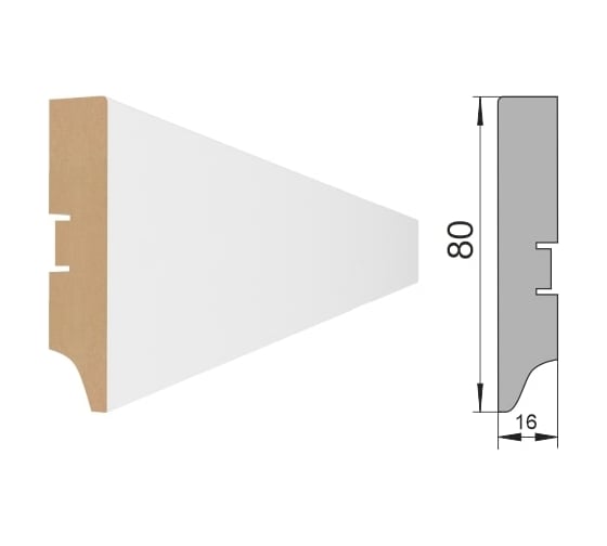 Напольный плинтус STELLA 80А МДФ, 2000x80x16 мм, белый, в упаковке 16 шт. ЦБ-00004409