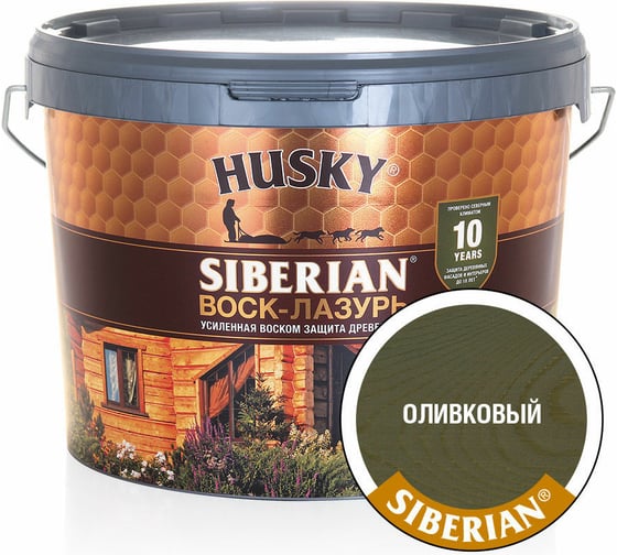 Воск-Лазурь HUSKY SIBERIAN оливковый 9 л 30014
