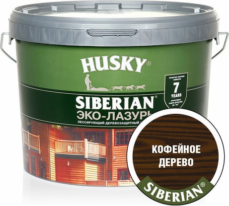 Эко-лазурь HUSKY кофейное дерево 9 л 25222