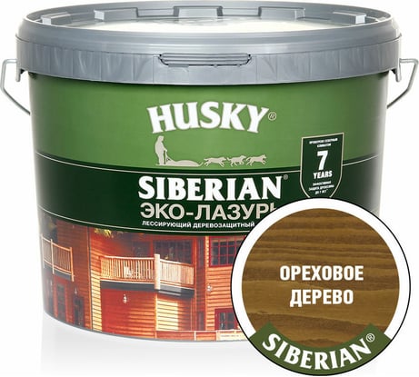 Эко-лазурь HUSKY ореховое дерево 9 л 25224