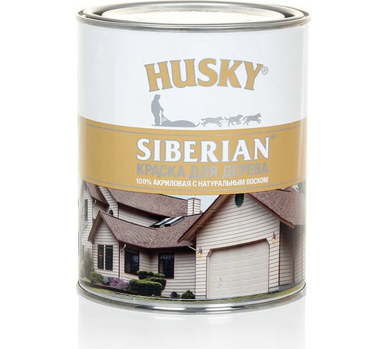 Краска для дерева акриловая белая HUSKY SIBERIAN 0,9 л База А 28045 1