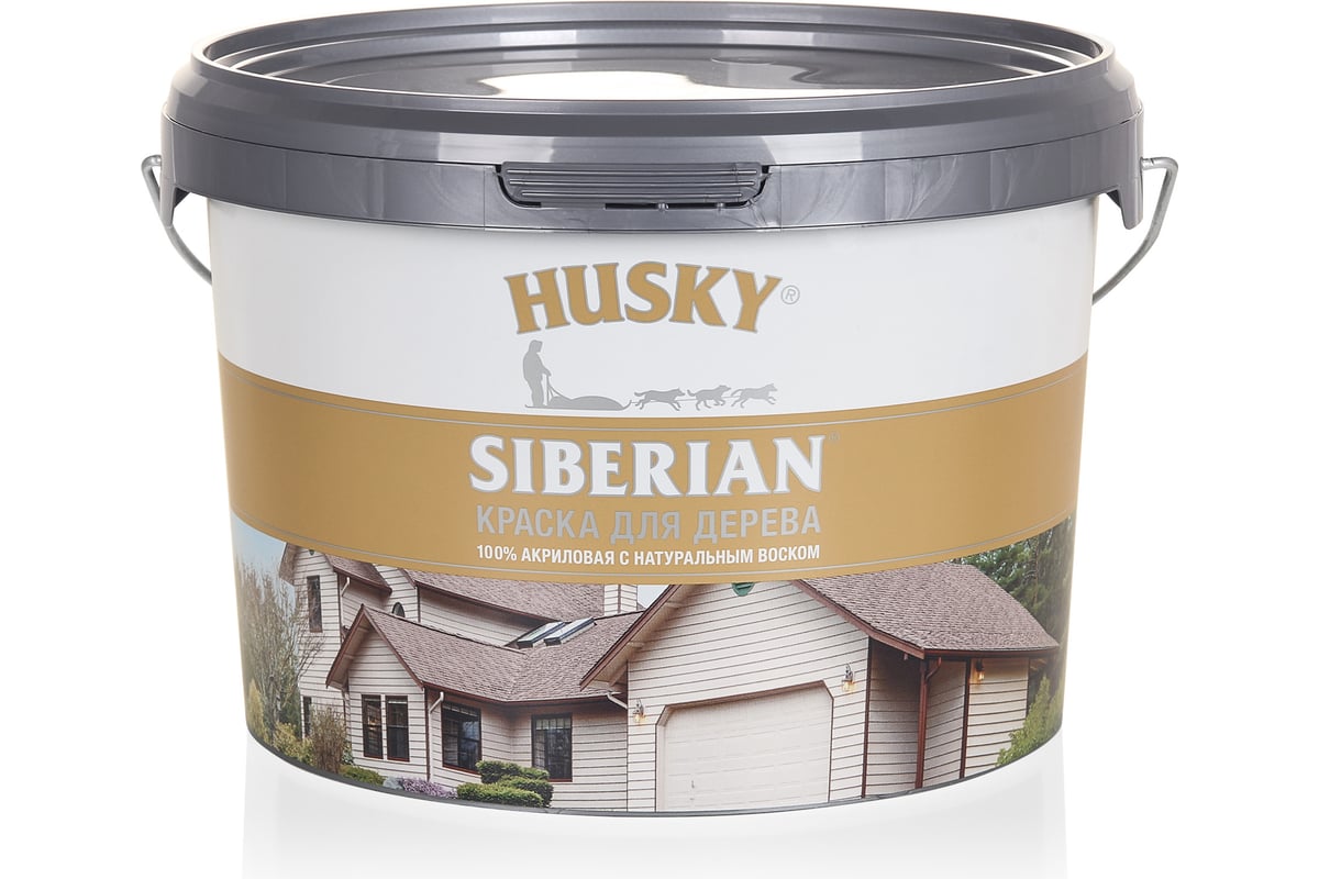 Краска акриловая HUSKY Siberian для дерева полуматовая белый 2.7 л