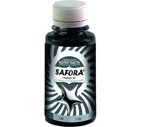 Универсальная колеровочная паста SAFORA 30 графит 100 мл 30