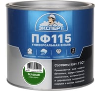 Эмаль ЭКСПЕРТ ПФ-115, глянцевая, зеленая, 1.8 кг 26569