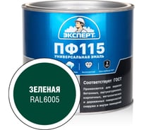 Эмаль ЭКСПЕРТ ПФ-115, глянцевая, зеленая, RAL 6005 1.8 кг 34081