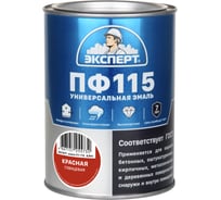 Эмаль ЭКСПЕРТ ПФ-115 глянцевая красная RAL 3001 0,8 кг 34090