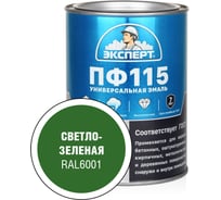 Эмаль ЭКСПЕРТ ПФ-115 глянцевая светло-зеленая RAL 6001 0,8 кг 34106