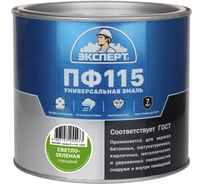 Эмаль ЭКСПЕРТ ПФ-115, глянцевая, светло-зеленая, 1.8 кг 28403