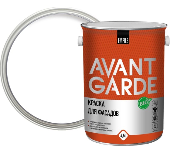 Фасадная краска Avantgarde база А белая 4.5 л, 6.2 кг 77686