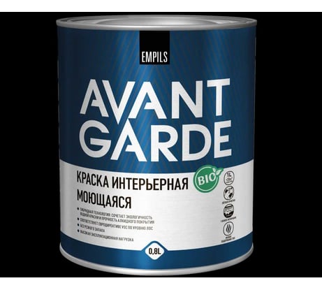 Интерьерная краска Avantgarde моющаяся, база А, матовая, белая, 0.7 л, 0.9 кг 78792