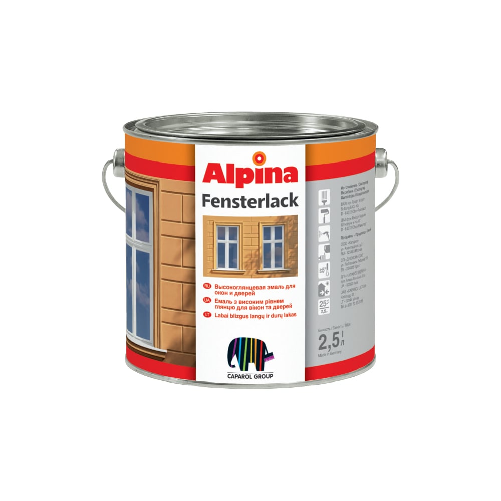 Эмаль для окон Caparol Alpina Fensterlack weiss - выгодная цена, отзывы ...