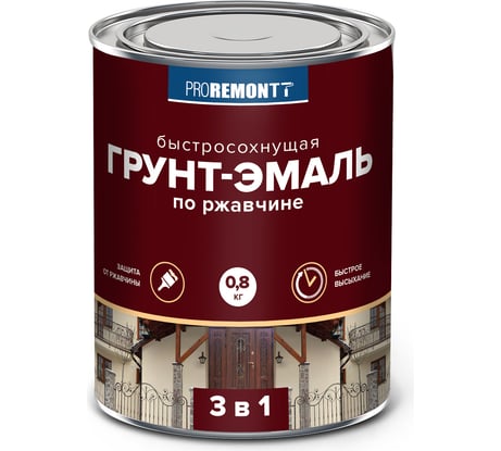 Грунт-эмаль Proremontt 3 в 1 быстросохнущая, белая, матовая, 0.8 кг Лк-00012740