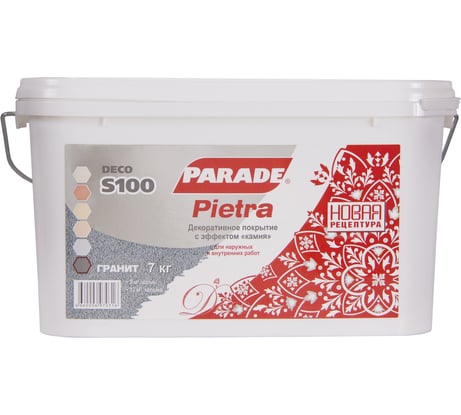 Декоративное покрытие PARADE DECO Pietra S100 с эффектом камня, гранит, 7 кг 90003181509