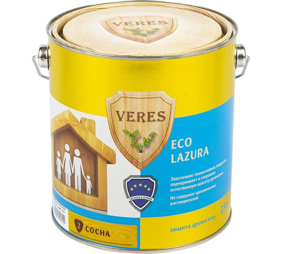 Декоративная пропитка для дерева VERES Эко № 2 сосна, 2.5 л 43091