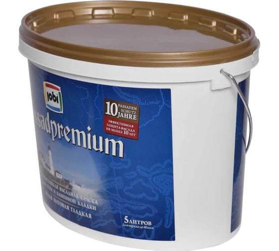 Фасадная краска JOBI FASSADPREMIUM белый, 5 л 11915
