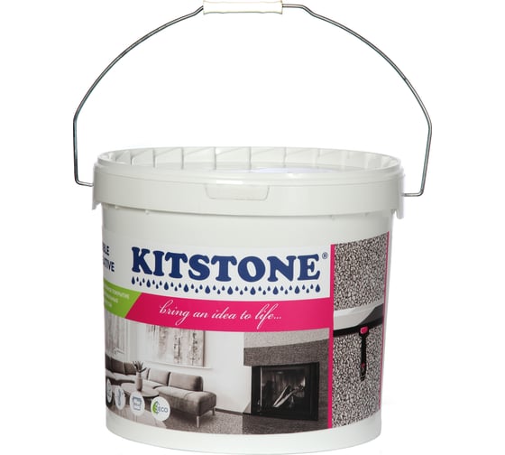 Камешковая штукатурка Kitstone Pebble Creative в комплекте 3 банки: каменная крошка, А 650 гр, В 350 гр, цвет Atlantica 2020207 1